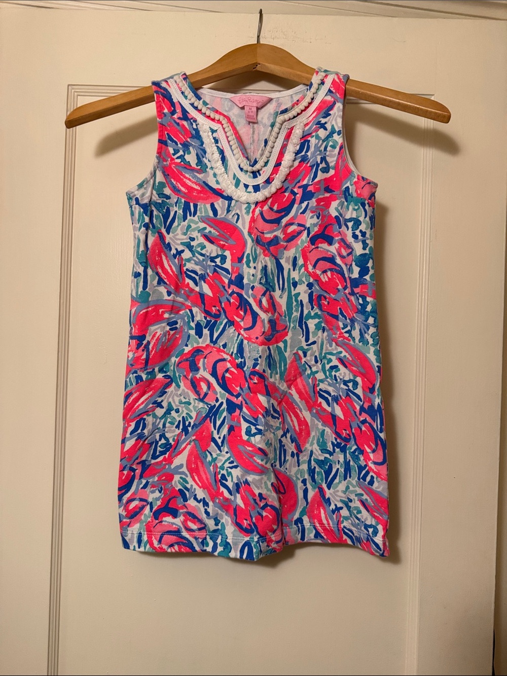 Lilly Pulitzer Pink, Blue & Green Floral-Print Sleeveless Dress girls size 6